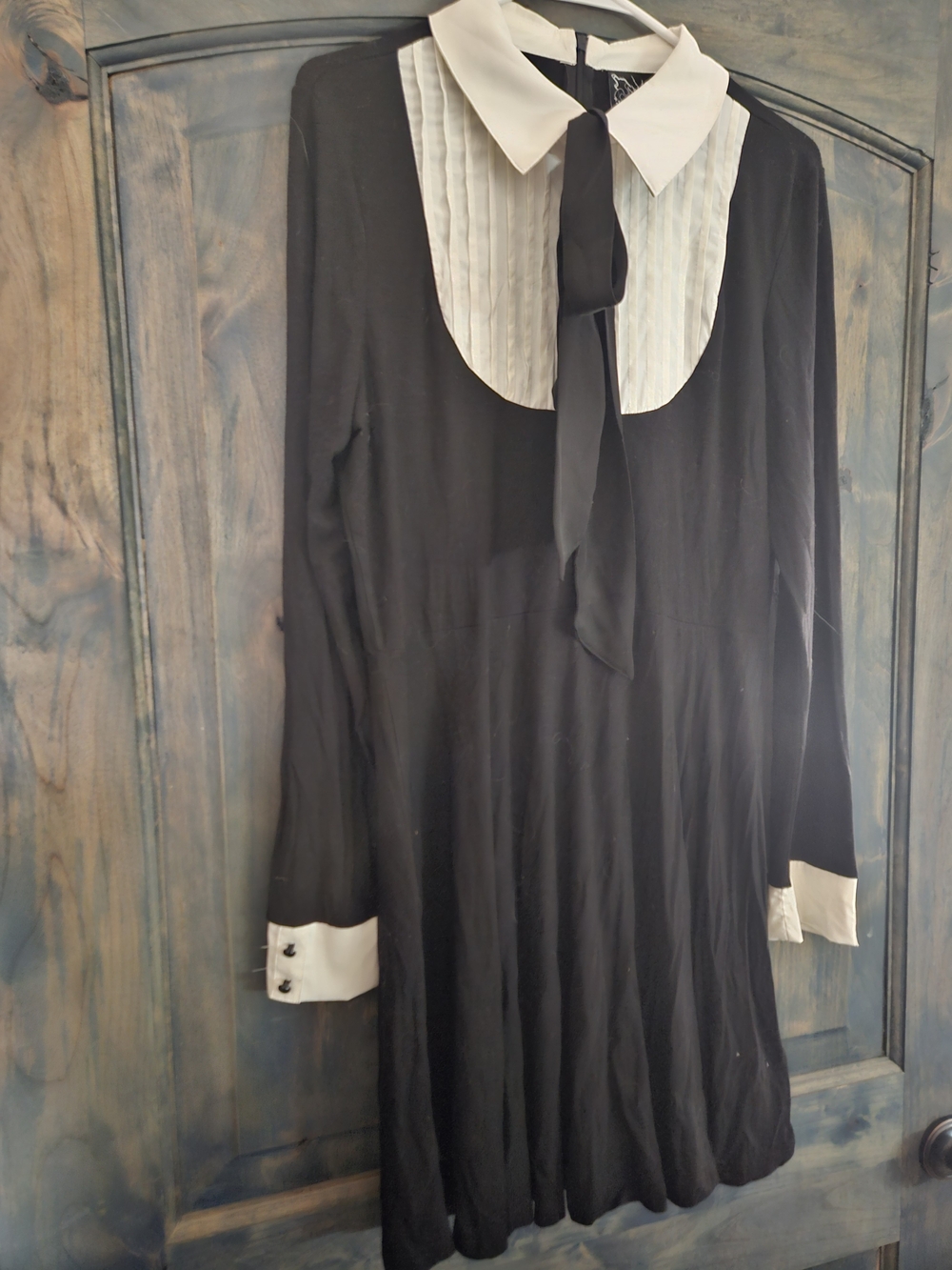 Killstar Black Midi Dress with White Collar and Cuffs